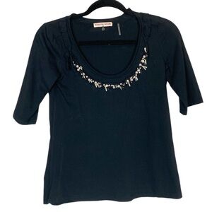 Rebecca Taylor black pearl trimmed top